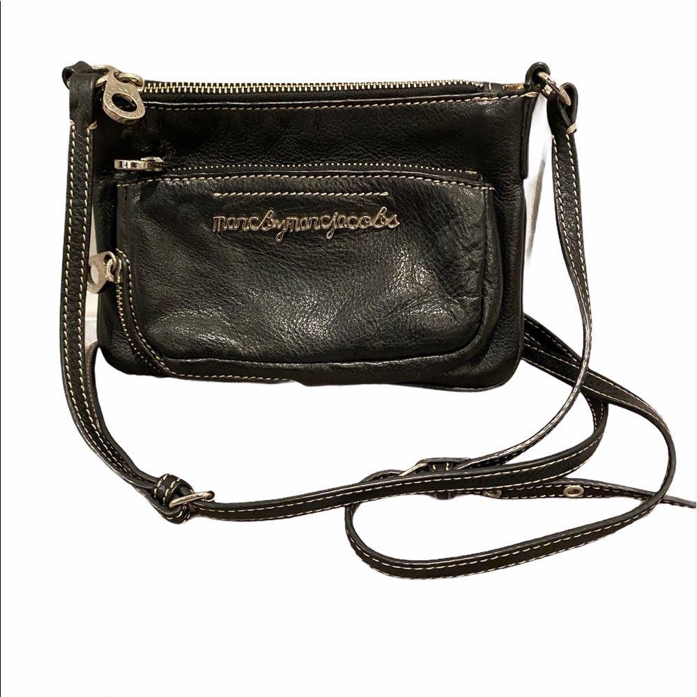 Marc by Marc Jacobs Crossbody Messenger Bag Leather Luxury Black Shoulder Strap